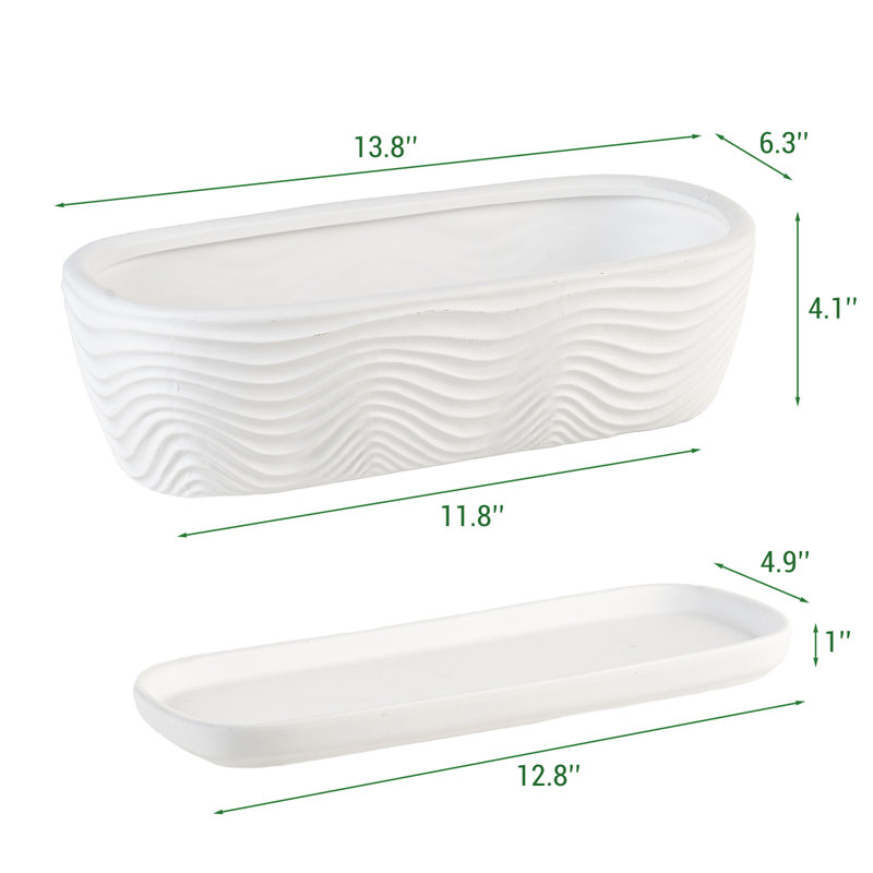 Textured Ceramic Indoor Planter Pot, White