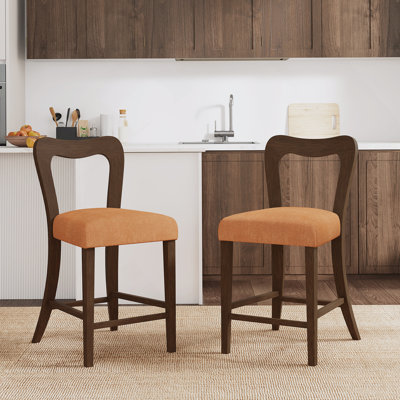 Ensemble de 2 tabourets de comptoir sans accoudoirs (noyer + caramel)