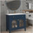 35.6" Mid-Century Bathroom Vanity Sink with Patterned Glass & Motion-sensor Light Strip, Farmhouse Freestanding Bathroom Vanity Sink with Storage, High-end Restroom Vanity Cabinet,Blue-183327080