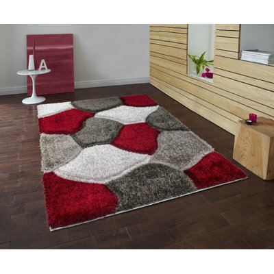 Carolena Handmade Shag Grey/Red Rug