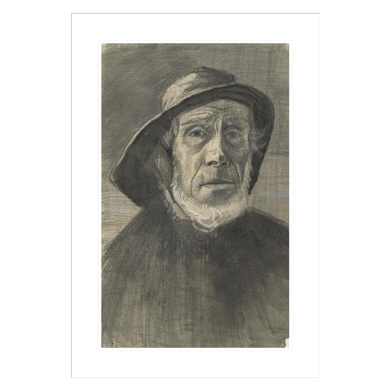 Tête de pêcheur avec une frange de barbe et un Sou'wester par Vincent van Gogh, impression giclée encadrée