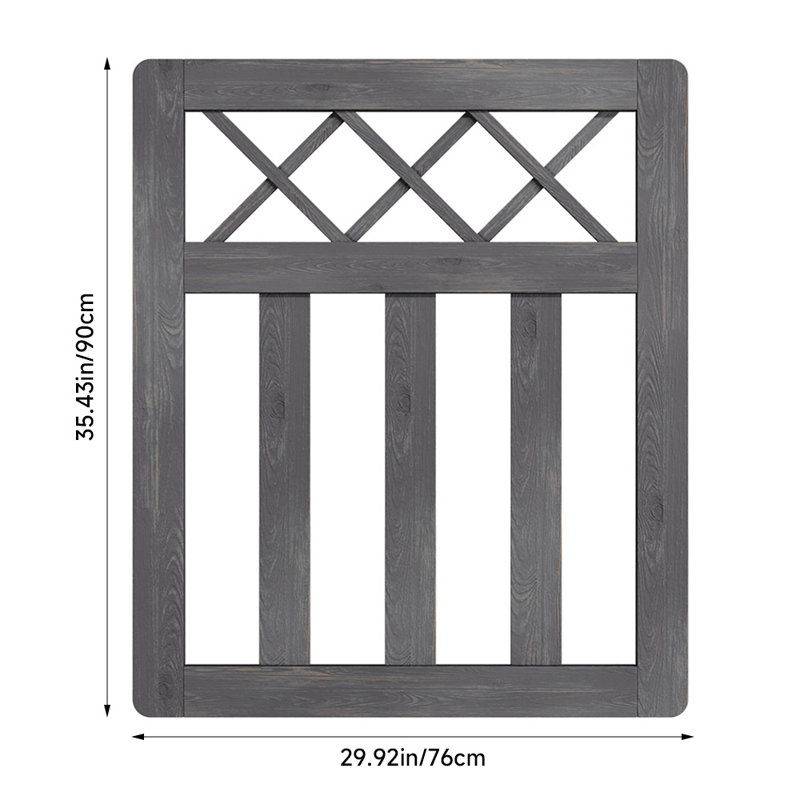 Solid Wood Gate, 90cmH x 76cmW x 3cmD, Grey
