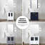 Bleu marine 54 po Meuble-lavabo simple W avec armoires latérales, comptoir en céramique blanche, miroir à 28 po, fermeture en douceur, rangement stable et large, fermeture silencieuse et rangement généreux-333813919