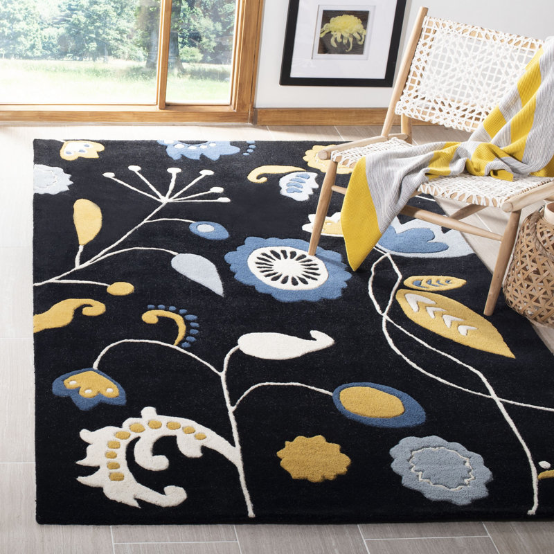 Soho Hand Tufted Wool And Viscose Floral Rug, Rectangle 7'6" x 9'6"