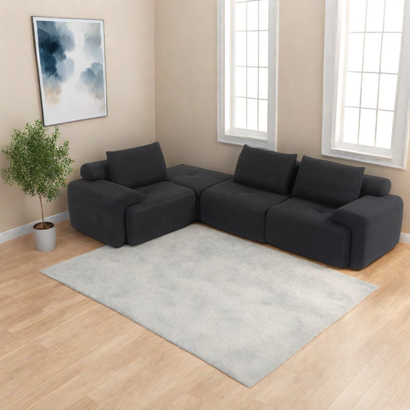Canapés modernes à structure en acier noir, tissu en velours côtelé, mobilier d'appoint peu encombrant