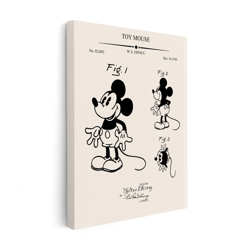 Mickey Blueprint, Unframed, Canvas, 12"H x 16"W