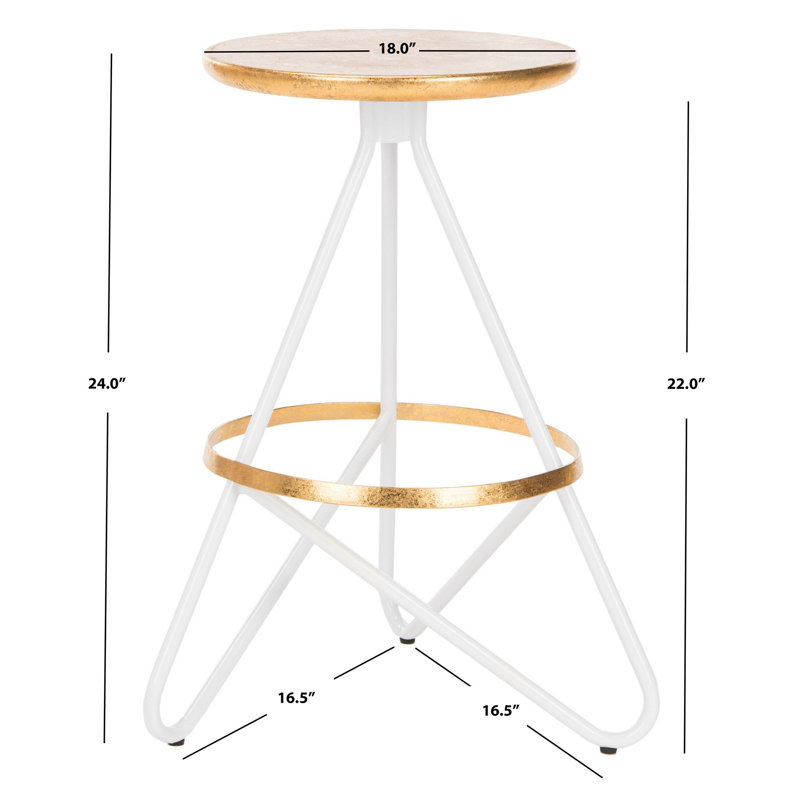Galaxy Counter Stool with Metal Frame, White/Gold Top, Counter Stool (24” Seat Height)