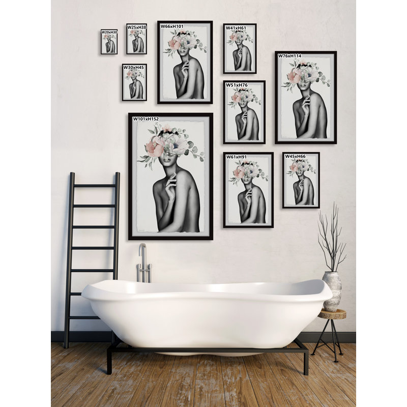 Naked Flower Crown 1 Piece Single Picture Frame Painting, 30 cm H x 20 cm W x 3.81 cm D