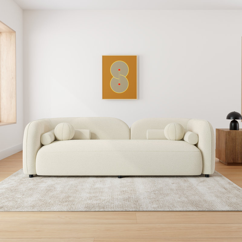 Katrien 93'' Upholstered Sofa, Ivory Boucle