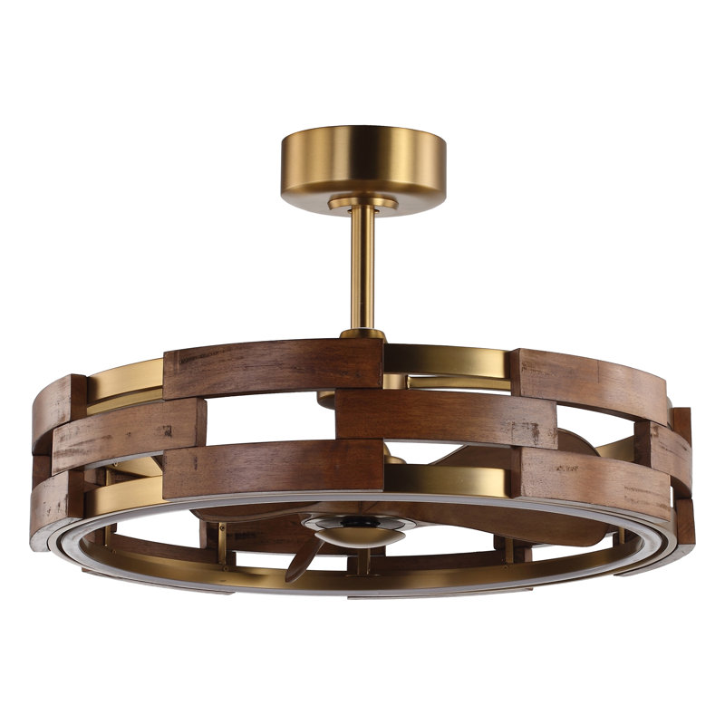 28.3" Caged Ceiling Fan with Dimmable LED Lights and Remote Control
