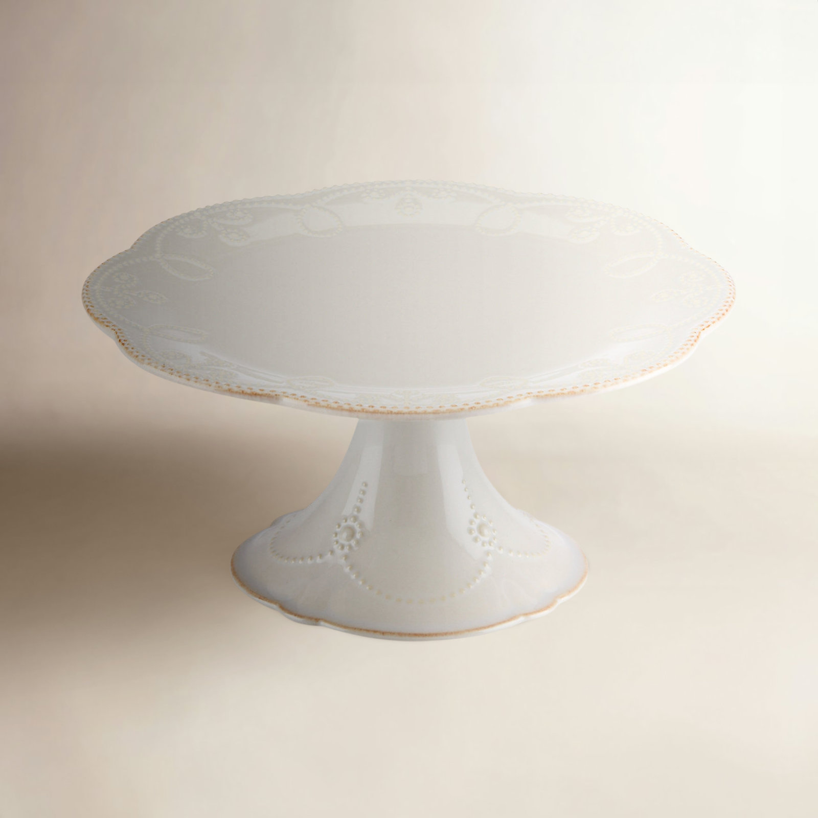 French Perle White Cake Stand, White
