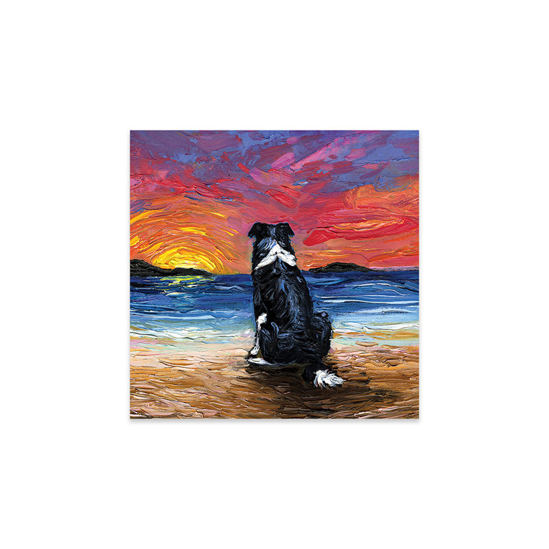 «Beach Days - Border Collie On Plastique / Acrylique» par Aja Treves, peinture