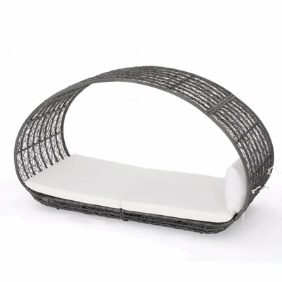 Outdoor Wicker Overhead Canopy Daybed Water Resistant Cushion