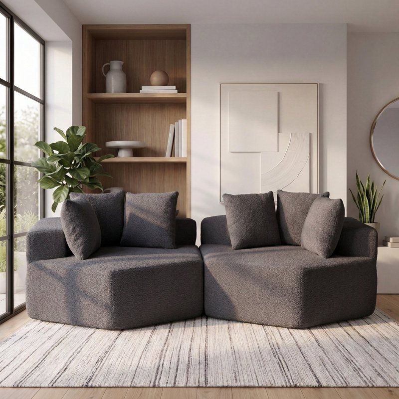 Méridienne de 54 po avec trois coussins 54 po, Grey