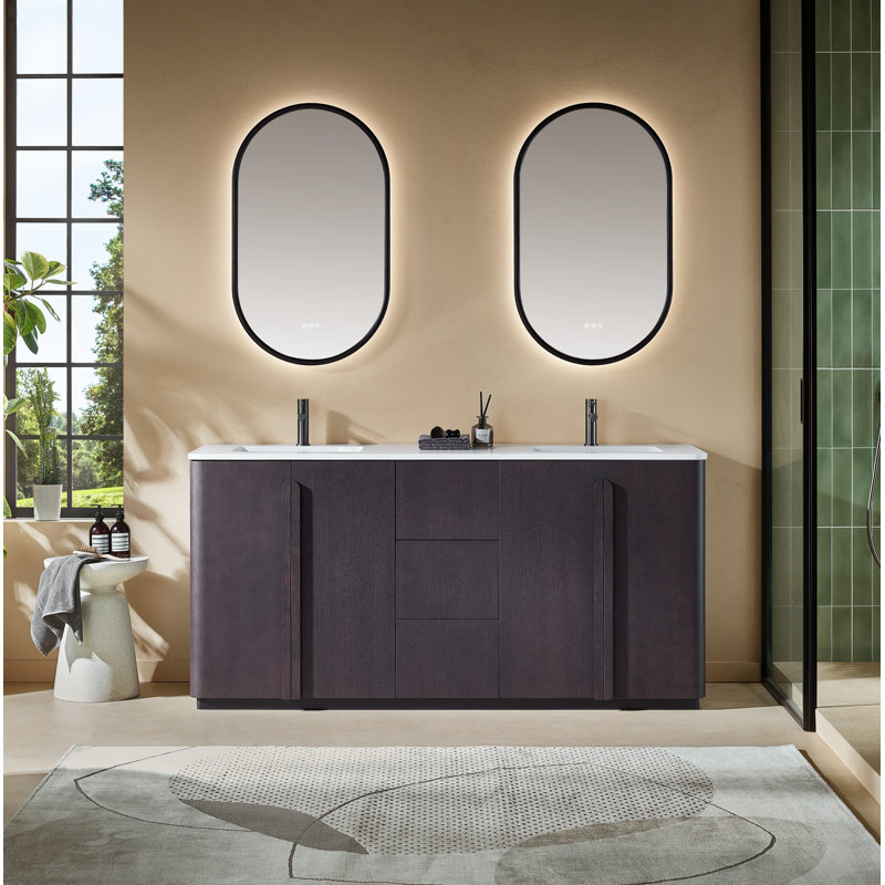 Parma 72" W Double Vanity, Espresso Oak