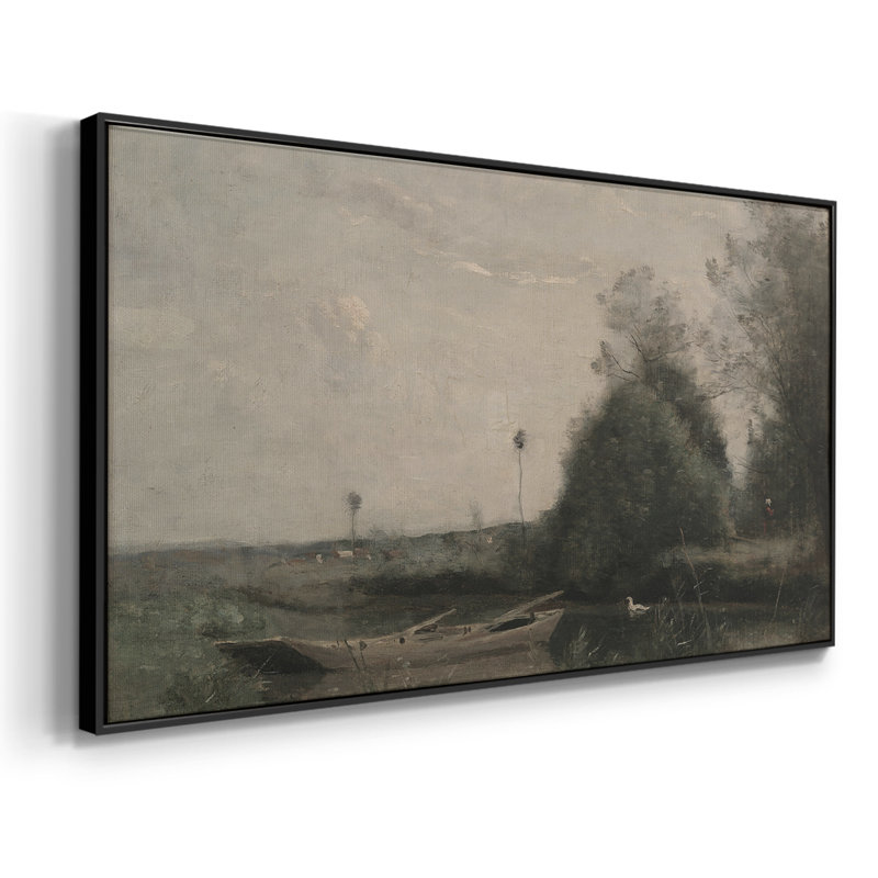 Série paysage - DCXI - Toile tendue avec châssis encadré - Prêt à être accroché, Noir, H 21 po x l 41 po