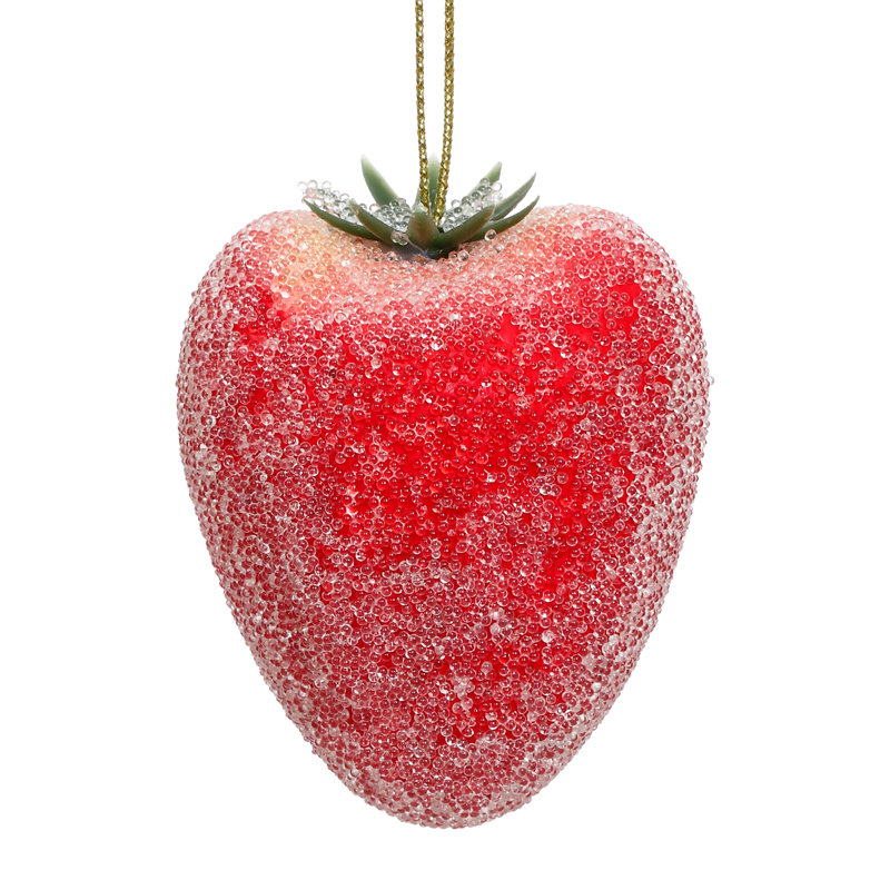 Ornement en forme de fraise givrée, boîte de 24 - 2 pouces
