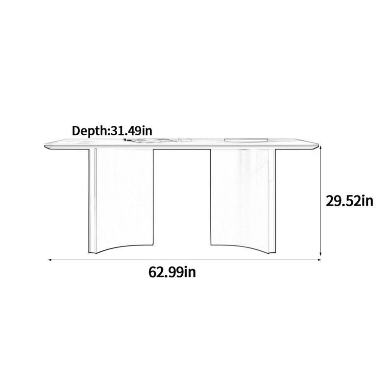 Minimalist Rock Slab Dining Table, 29.52"H x 62.99"L x 31.49"W