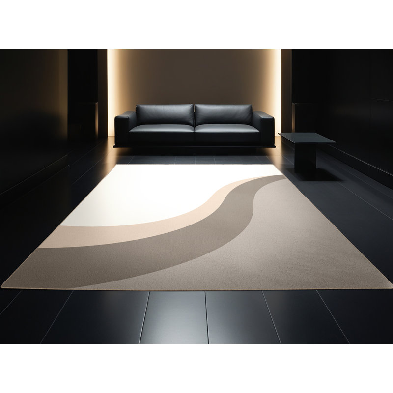 Machine Washable Carlstadt Minimalist Rug in Beige – Beige Binding, 2x3