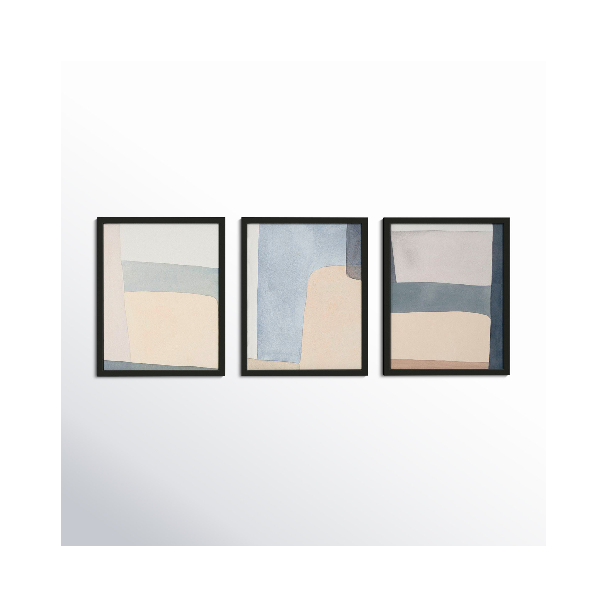 Grey Hue Set Of 3 by Julia Balfour, Black, Picture Framed Paper, 25" H x 60" W