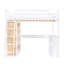 Lit mezzanine double avec tablettes polyvalentes, bureau - blanc élégant et bureau en blanc, solide et durable