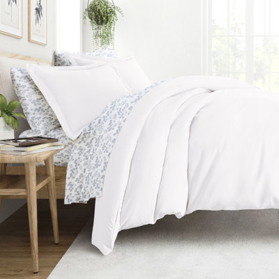 Ensemble de literie 8 pièces - Housse de couette unie, ensemble d'édredon et ensemble de draps à motifs