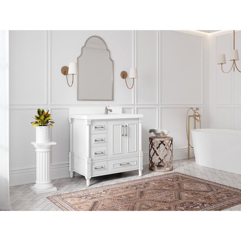 Aberdeen 36'' Single Bathroom Vanity with Top, Empira White