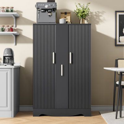 Armoire de cuisine de 47,4 po de largeur avec tablettes réglables à 3 couches, porte coulissante et anti-rouille, métal antirouille et panneau de fibres à densité moyenne de qualité supérieure, beaucoup de rangement pour la cuisine / la maison