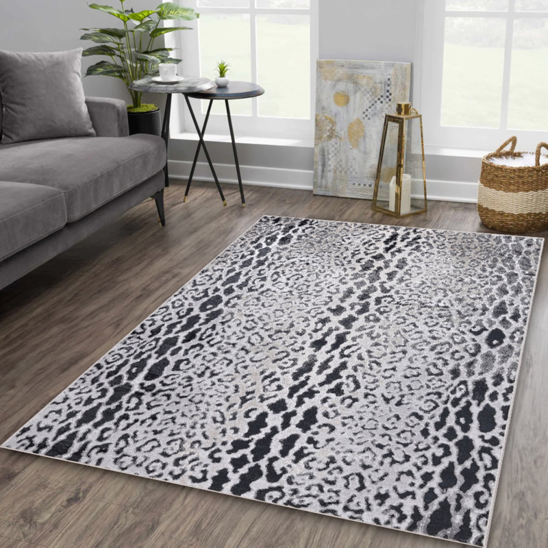 Parkwoods Collection Abstract Animal Print Neutral Area Rug, Rectangle 1 pi 9 po x 2 pi 9 po