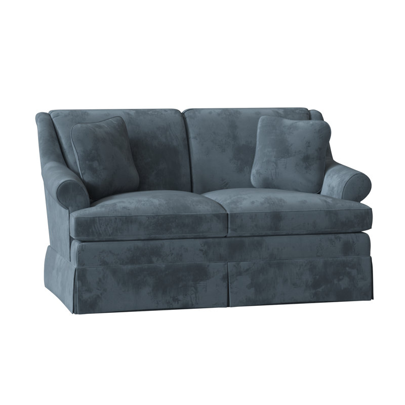 Connor Upholstered 59'' Loveseat, Aberdeen 22 Blue Velvet, No