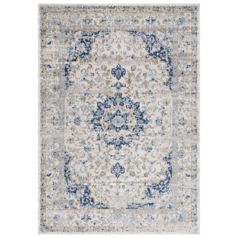 Tapis ivoire / bleu Christa, Rectangle 10 pi x 14 pi