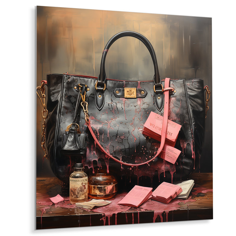 Rose et noir sac à main de mode élégance, H 20 po x l 12 po x P 1 po