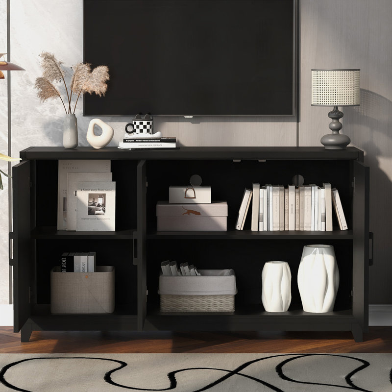 59" Mid-Century Modern Sideboard, Black