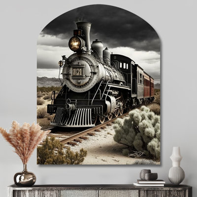 Train On The Track I - Black Irregular Shape Metal Wall Decor, Modern Asymmetrical Metal Art Print