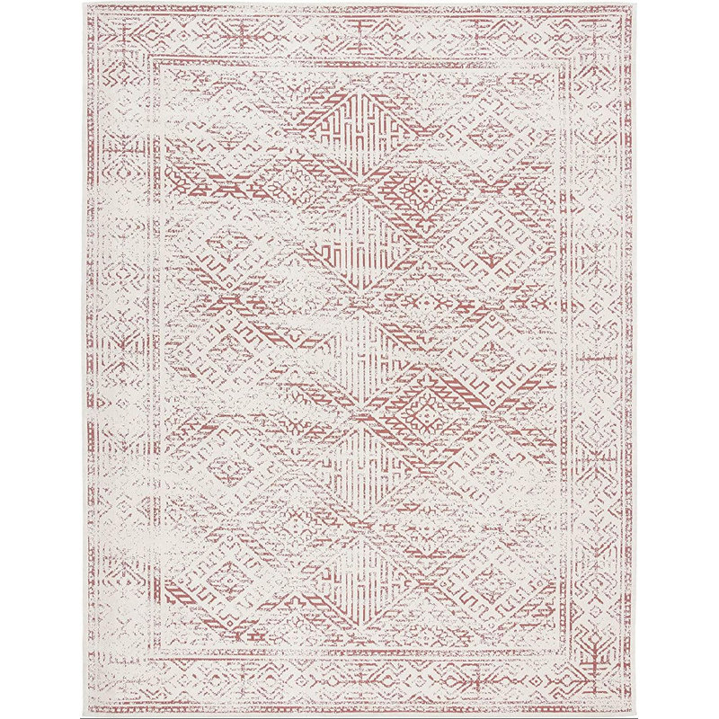 Tapis beige / rouge en polypropylène tressé à la main 8 pi x 10 pi Durasoff