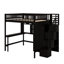Lit mezzanine double avec bibliothèque, tiroirs, bureau et garde-robe-1928565392