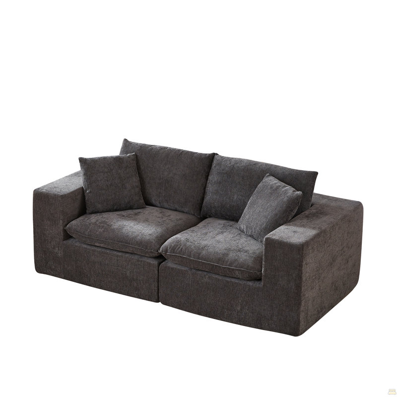 Modern Chenille Cloud Boneless Sofa, Freely Combinable, Dark Gray Chenille