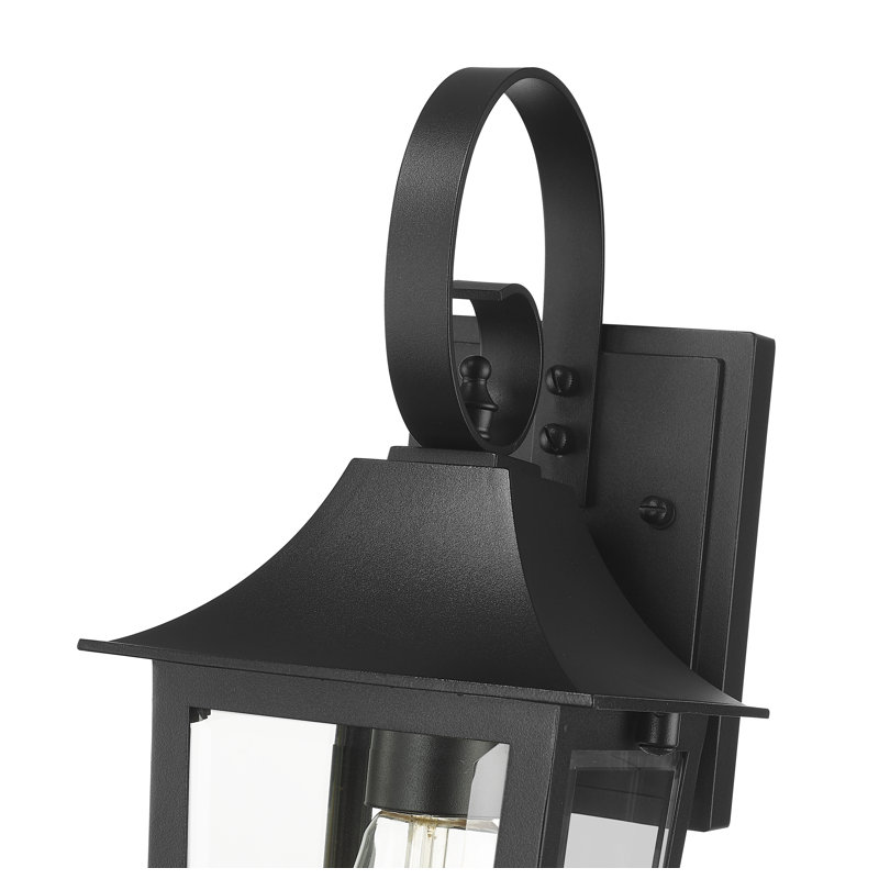 Barling 1 Light Outdoor Wall Light in Black, 17.25" H x 6" W x 7" D