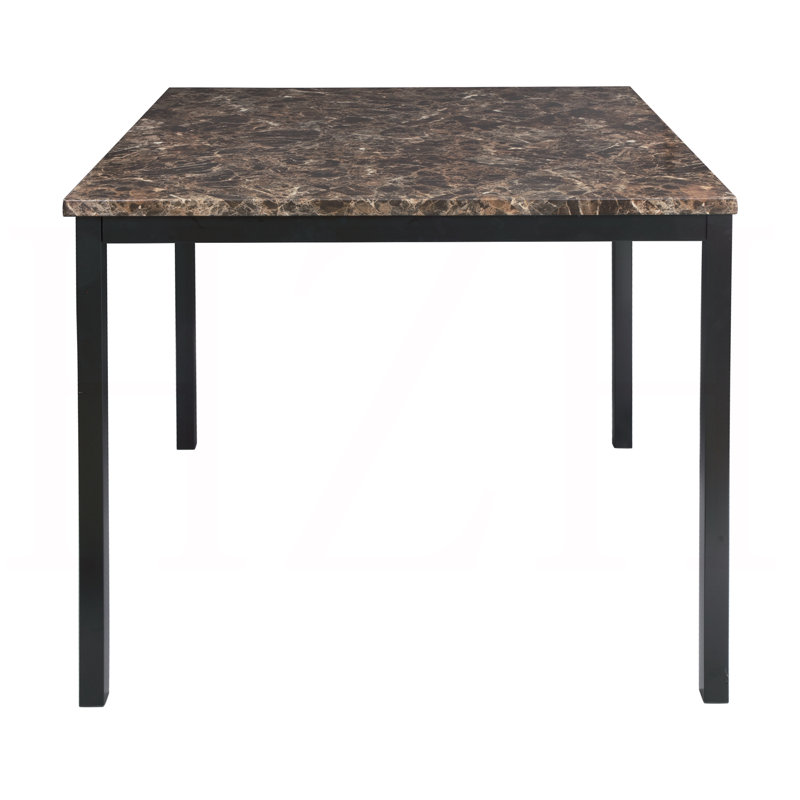 Table à hauteur de comptoir, structure en métal, plateau en faux marbre, carré, style transitionnel, 1 pièce