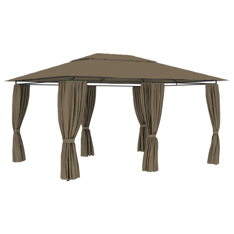 13.1 Ft. W x 9.8 Ft. D Steel Patio Gazebo With Curtain, Taupe