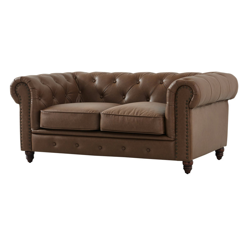Alysiana Modern Contemporary Eco Leather Love Seat, Brown