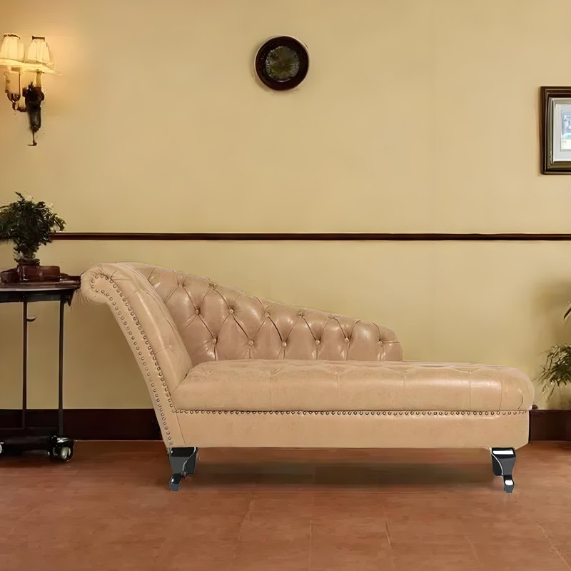 Chaise longue décontractée rétro Elegance, Orienté à gauche (vu de face), Tawny