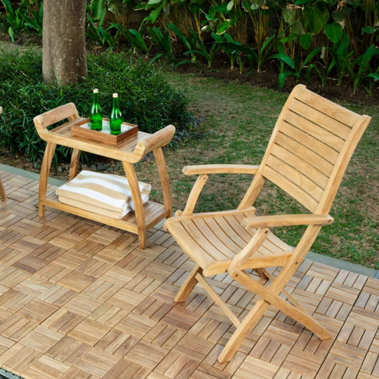 Naiel Foldable Teak Patio Armchair