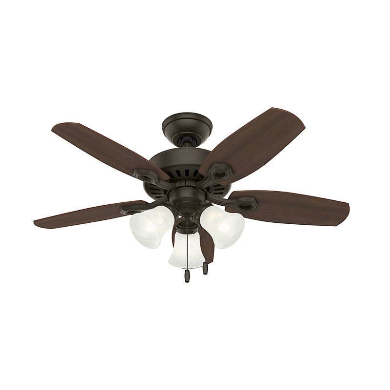 42" Builder 5 - Blade Standard Ceiling Fan with Pull Chain and Light Kit Included, New Bronze