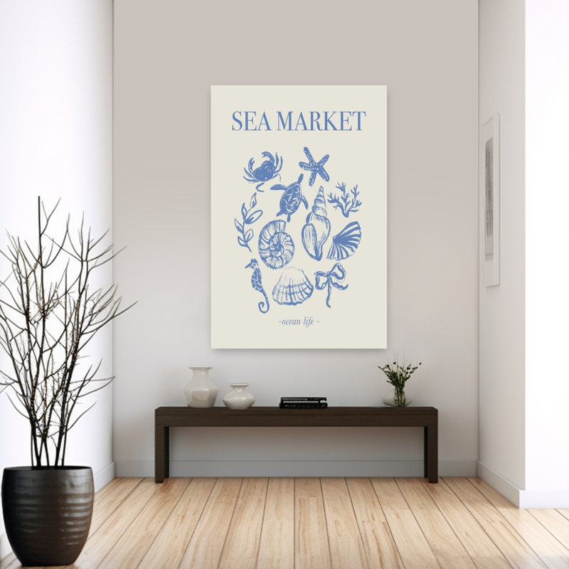 Sea Market Blue Artprint by Anis Illustration - Wrapped Canvas Print, 152.4 cm H x 101.6 cm W