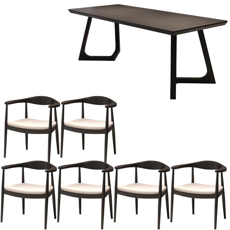 Modern simple solid wood dining table set., 29.5"H x 62.9"L x 27.5"W