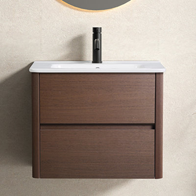 Meuble-lavabo mural - facile à assembler avec des panneaux numérotés, un tiroir à fermeture en douceur, une finition résistante aux égratignures pour un rangement moderne dans la salle de bain sans lavabo
