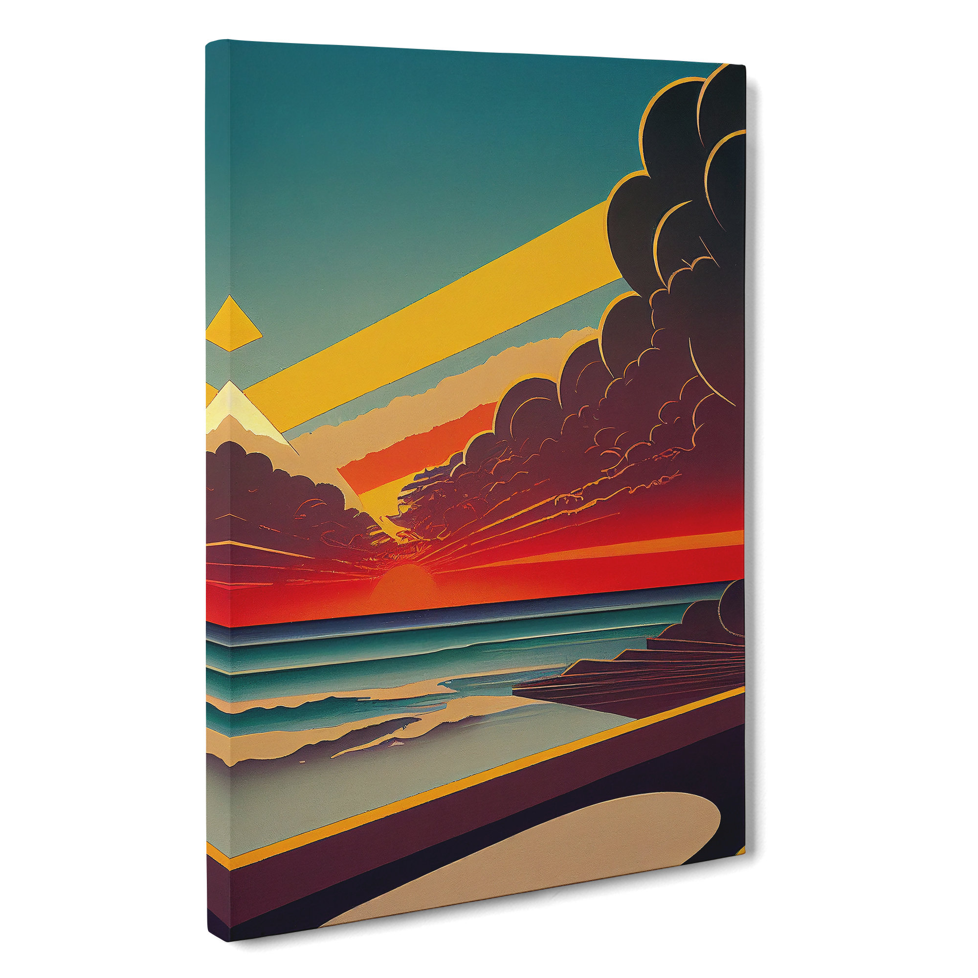 House of Hampton Art Deco Ocean Sunset No.3 - Wrapped Canvas Graphic ...