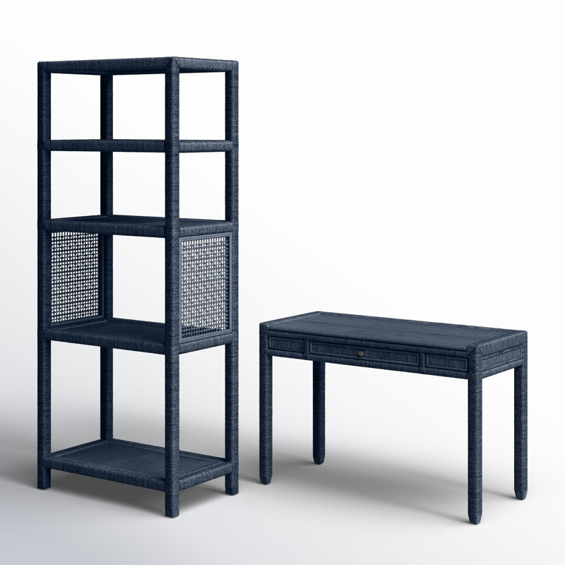 2 Piece Writing Desk Office Set, Navy