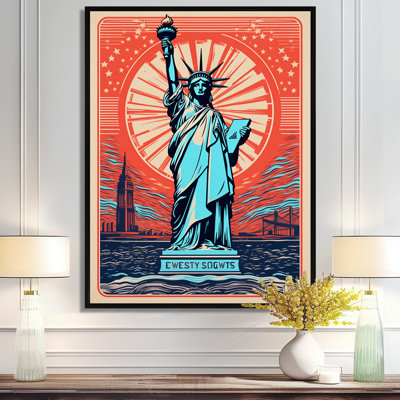 Statue de la liberté rétro, Illustration de New York - Monuments, art mural
